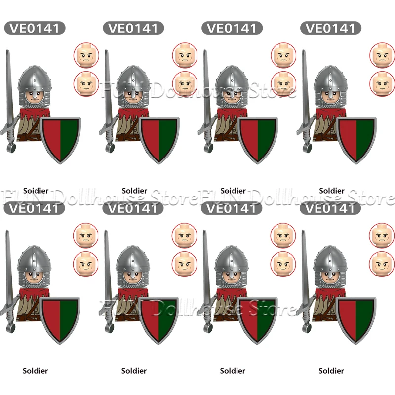 Mittelalterliche Militärarmbrust Miliz Lancer Rüstung Soldat Figur Baustein Schloss Ritter Bogenschütze Krieger Schild DIY Ziegel Spielzeug