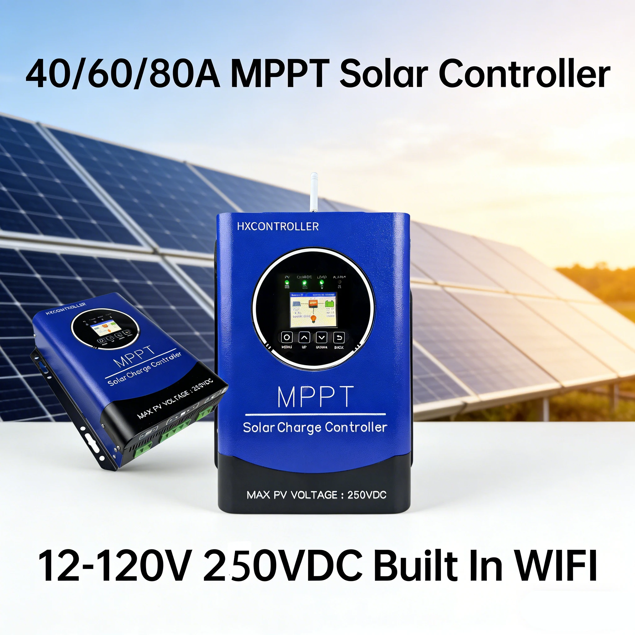 

250VDC 40A 4800W Solar Panel System Charge Controller PV MPPT Charging Regulator Smart WIFI APP For 12V-120V 600W Solar Panel