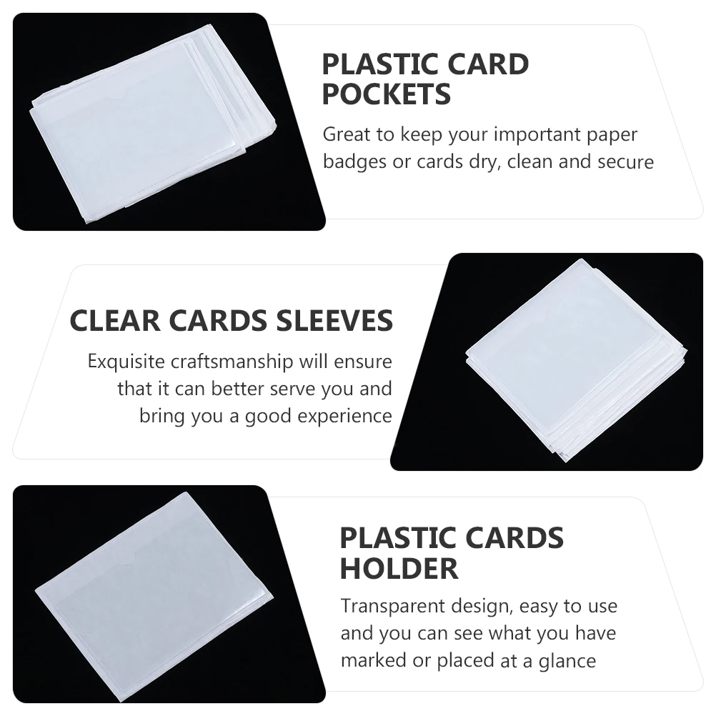 

30 Pcs Adhesive Label Set Plastic Card Pockets Index Sleeves Holder Top Open Clear Holders Business Cards