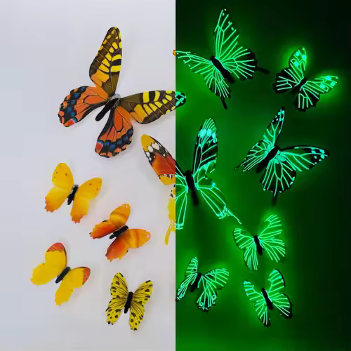 New 12Pcs Fashion 3D Luminous Butterfly Creative Wall Sticker For DIY Wall Stickers Modern Wall Art Home Decorations DIY Gift - Image 9