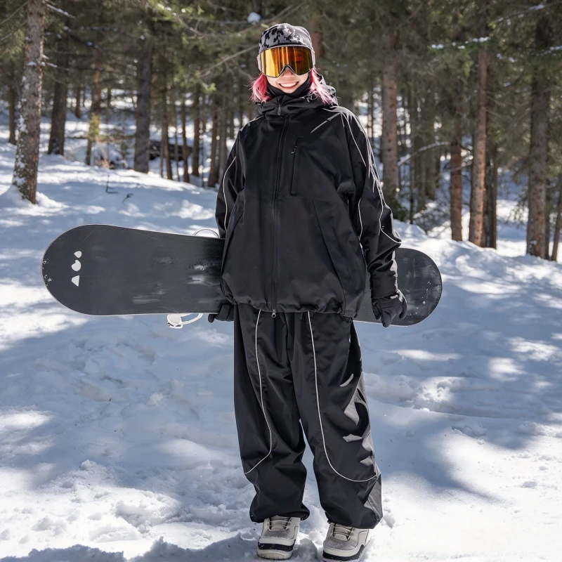 Women Men Ski Suit Set New Professional Waterproof Snowboard Jacket and Pants Plus Size Winter Snow Coat Snowboarding Outfit