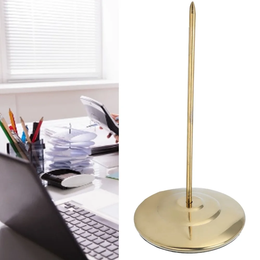 Stainless Steel Receipt Spike Holder Thickened Round Bottom Ticket Stabber Rod Golden Straight Rod Bill Holder Spike