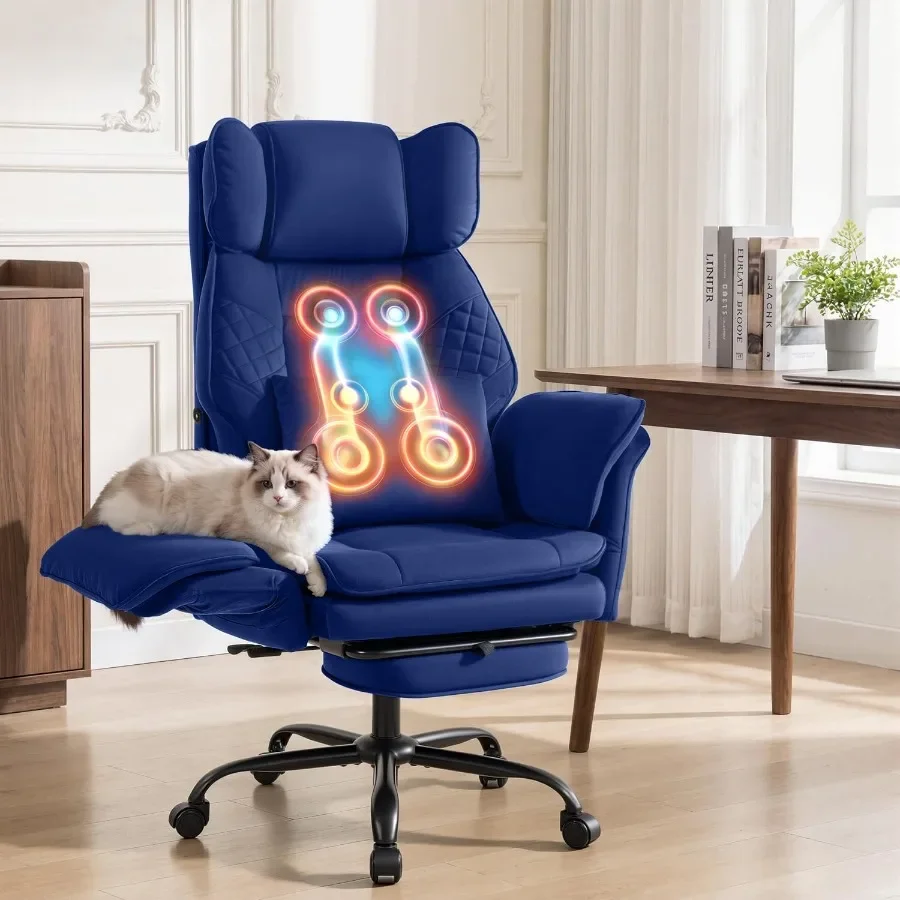 3D kneading massage executive office chair for workplace, premium PU leather, black, ergonomic design with criss cross backrest