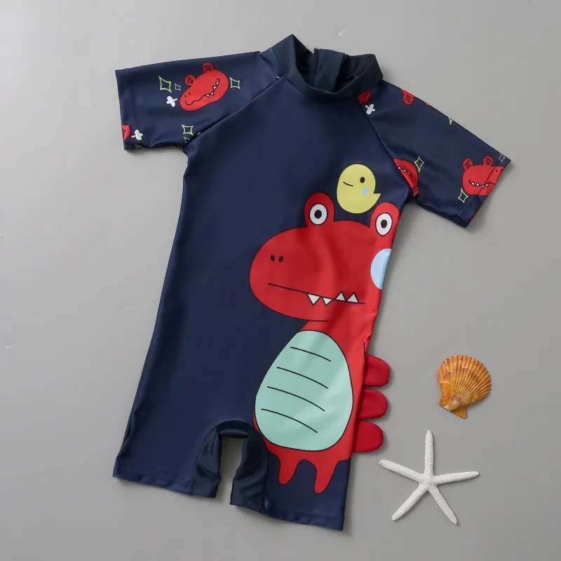 

HappyFlute One-piece Cute Dinosaur Print Short Sleeve Sun Protection& Quick Drying Boy Swimsuit