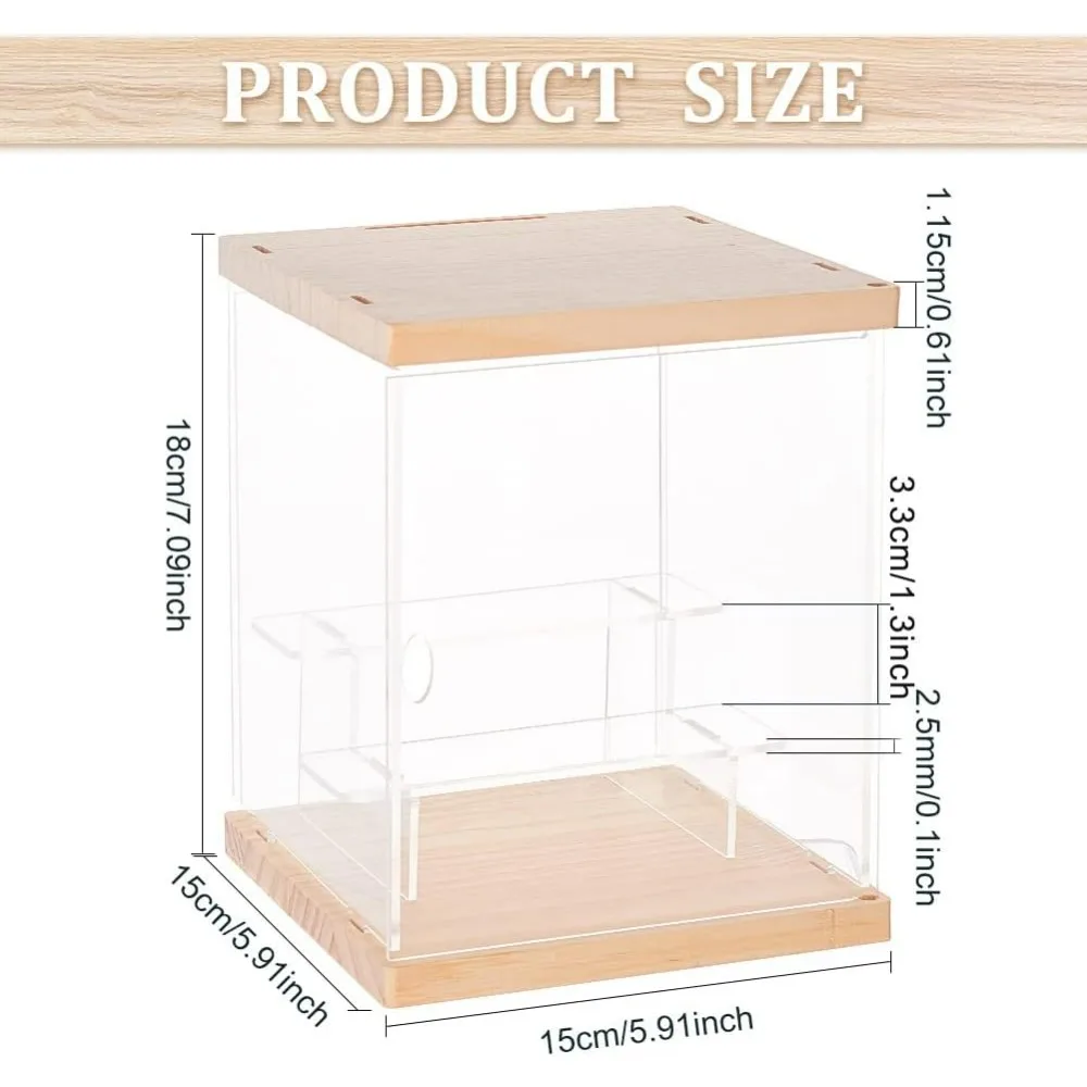 3-Tier Clear Acrylic Display Case for Collectibles 5.9x5.9x7.1 inch Assemble Acrylic Box with Wood Base Countertop