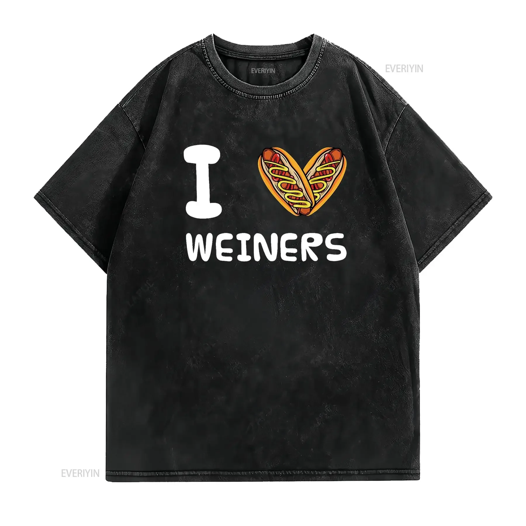 I Love Weiners Hotdogs Frankfurter Wiener Frank Sausage Bun T Shirt Black vintage Washed homme Top For Everyday Wear streetwear
