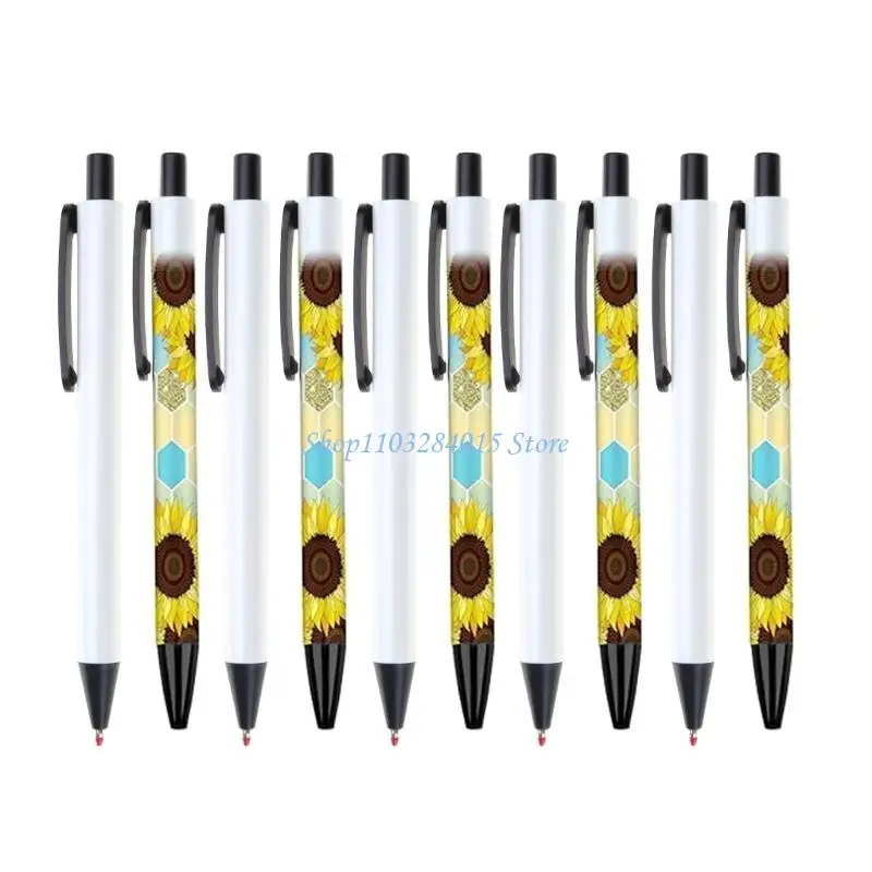 R6FF Retractable Ballpoint Pen with Shrink Films, Sublimation Pens Blank Heat Transfer Ballpoint Pen for Full Printing Pens