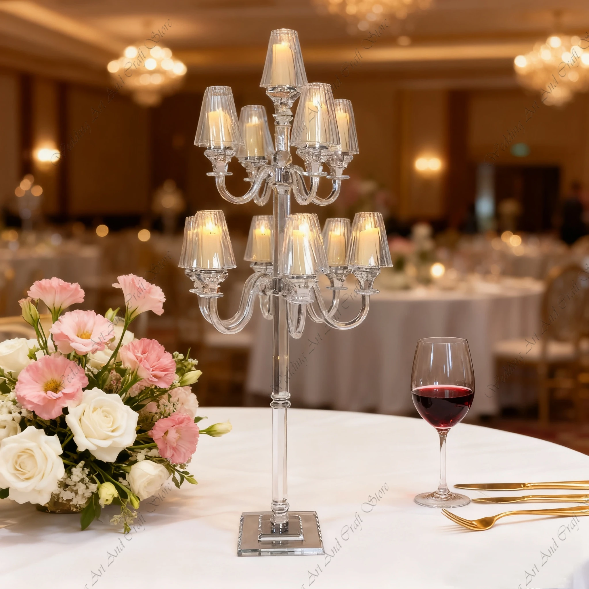 

1 шт. 100-130 см f30 свадебный хрустальный подсвечник 9 подлокотников свадебный стол хрустальное стекло абажуры канделябры для мероприятий ivy203