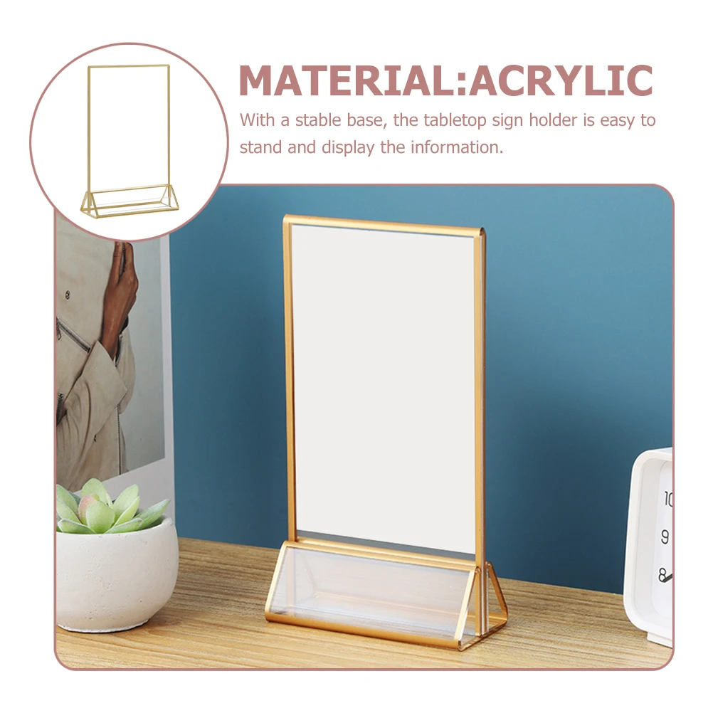 

2 Pcs Wedding Decor Table Number Plate Poster Display Party Sign Acrylic Clear Holder Transparent Stand Banquet