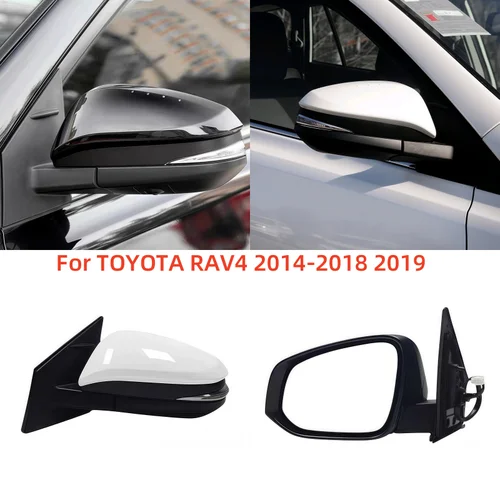 Para TOYOTA RAV4 2014-2018 2019 señal de giro calefacción y función plegable de punto ciego 5/9/10 pines conjunto de espejo retrovisor lateral de coche