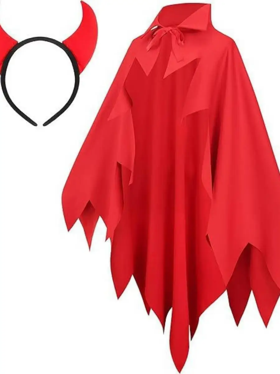 Nuovo loween Abito rosso oulder Versione per adulti Mantello da demone ex Costume da spettacolo Materiale in poliestere Tradizionale etnico Sle