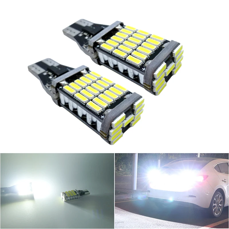 2PCS T15 W16W 921 912 T16 902 LED Bulbs High Power 45pcs 4014SMD Super Bright 1200LM Replace For Car Reversing Light White