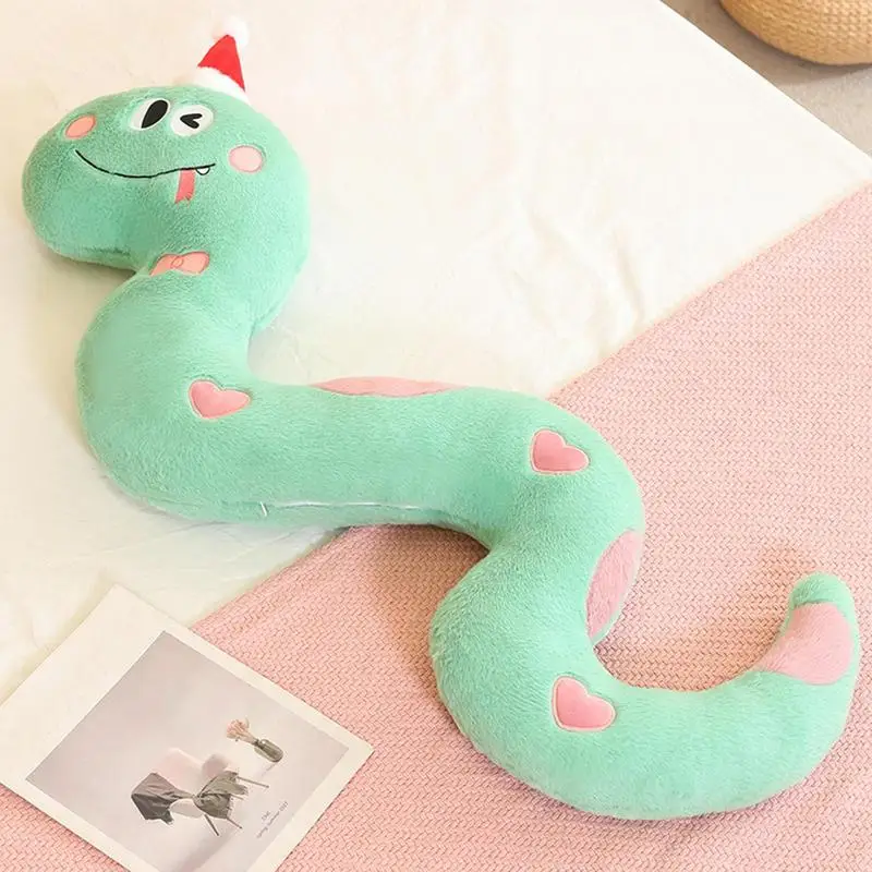 Stuffed Animal Snake Cute Stuffed Snake Wear Christmas Hat Super Soft Stuffed Plush Animal Snake For Kids Children Prank Prop