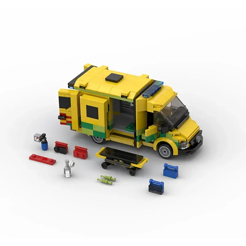 YcMoc Building Blocks Belgian Ambulance Car Model Technology Brick Brand-name Vehicle DIY Toy For Child Gifts