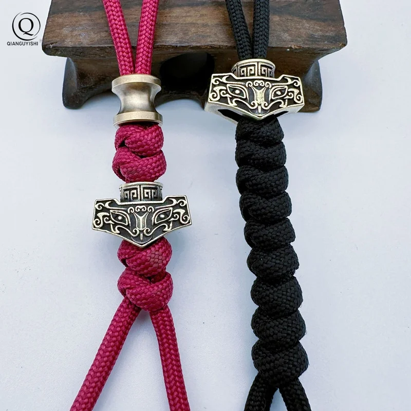 Blade Head Brass Buckle EDC Outdoor DIY Woven Paracord Survival Bracelet Supplies Accessories Retro Umbrella Rope Lanyard Beads