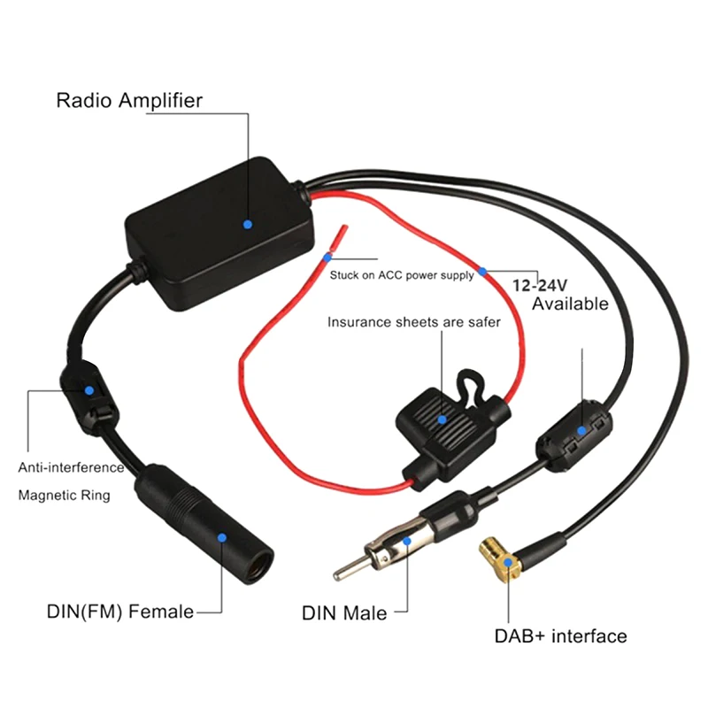 Practical FM Signal Amplifier Anti-interference Car Antenna Radio Universal FM Booster Amp Automobile Parts Car Radio Amplifier