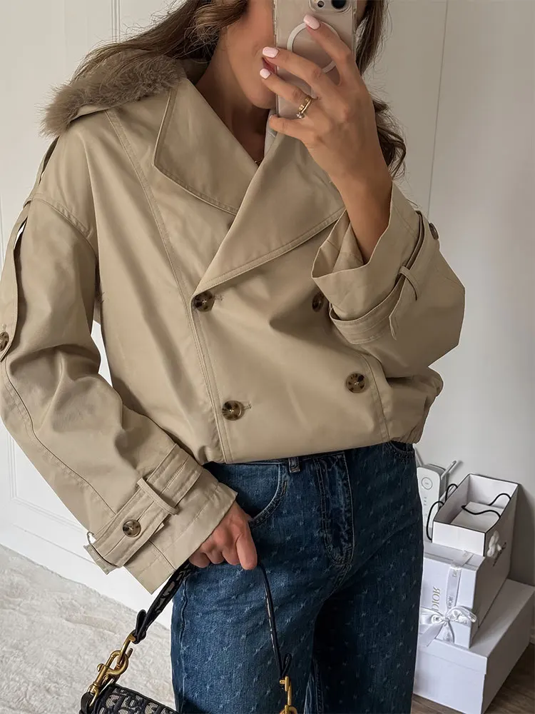 

HH Women Solid Double Breasted Trench Coat Lapel Long Sleeve Windbreaker Jackets Autumn Winter New Fashion Street Outerwear