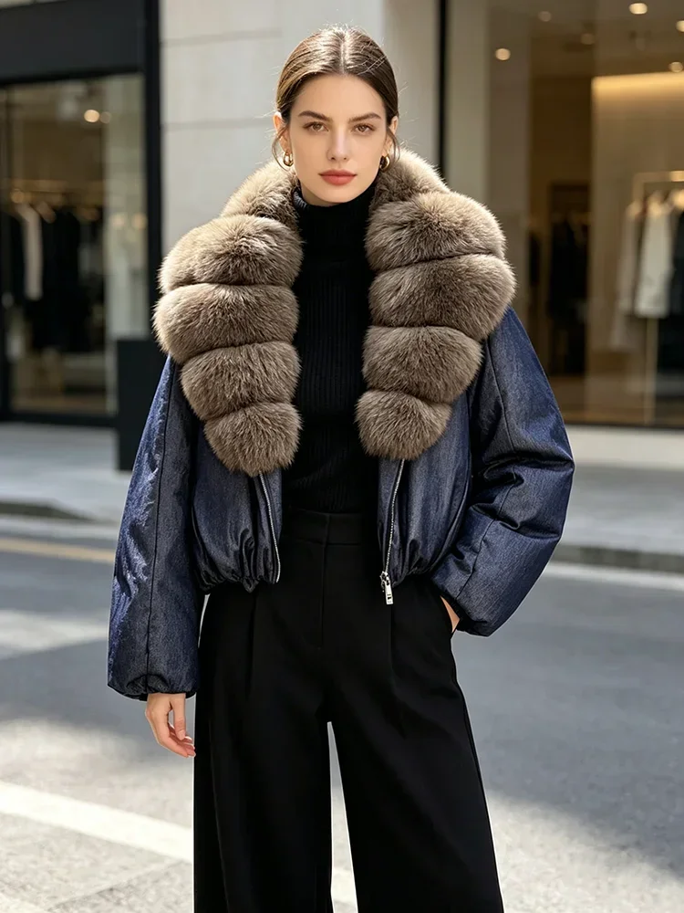 OFTBUY 90% White Duck Down Coat Luxury Winter Puffer Jacket Women Female Real Natural Fox Raccoon Fur Thick Warm Parkas