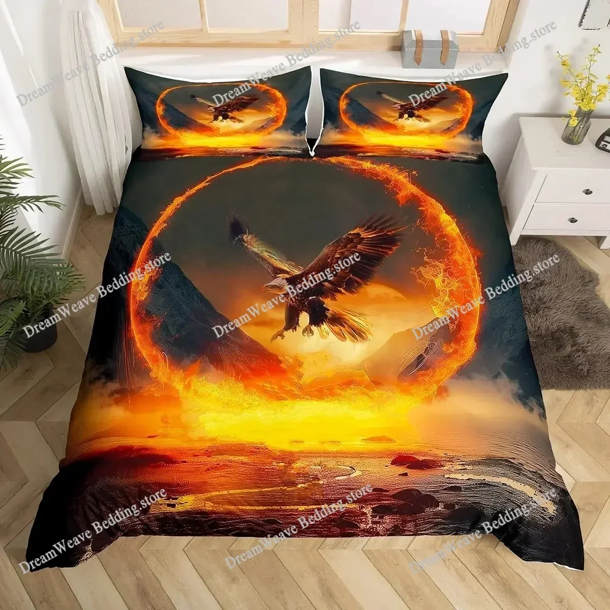 Eagle Duvet Cover Set Queen Size for Adults Animals Pattern Bedding Set Stylish Decorative Bird Comforter Cover Luxury GiftFQH