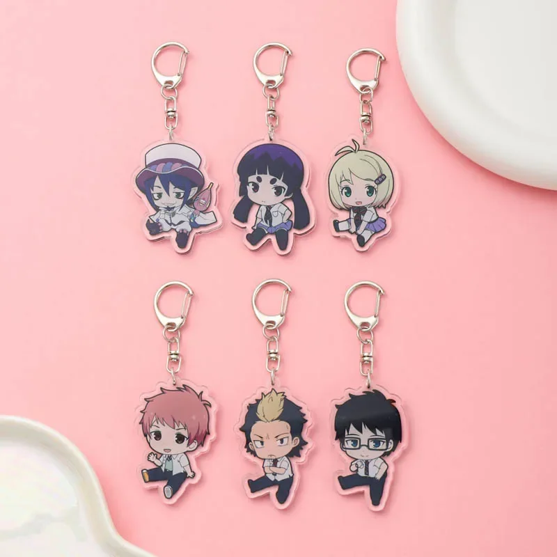 Anime Ao No Blue Exorcist Acrylic keychain accessaries Cartoon funny Bag Pendant cute charm Car Keyring Friends Fans Gifts