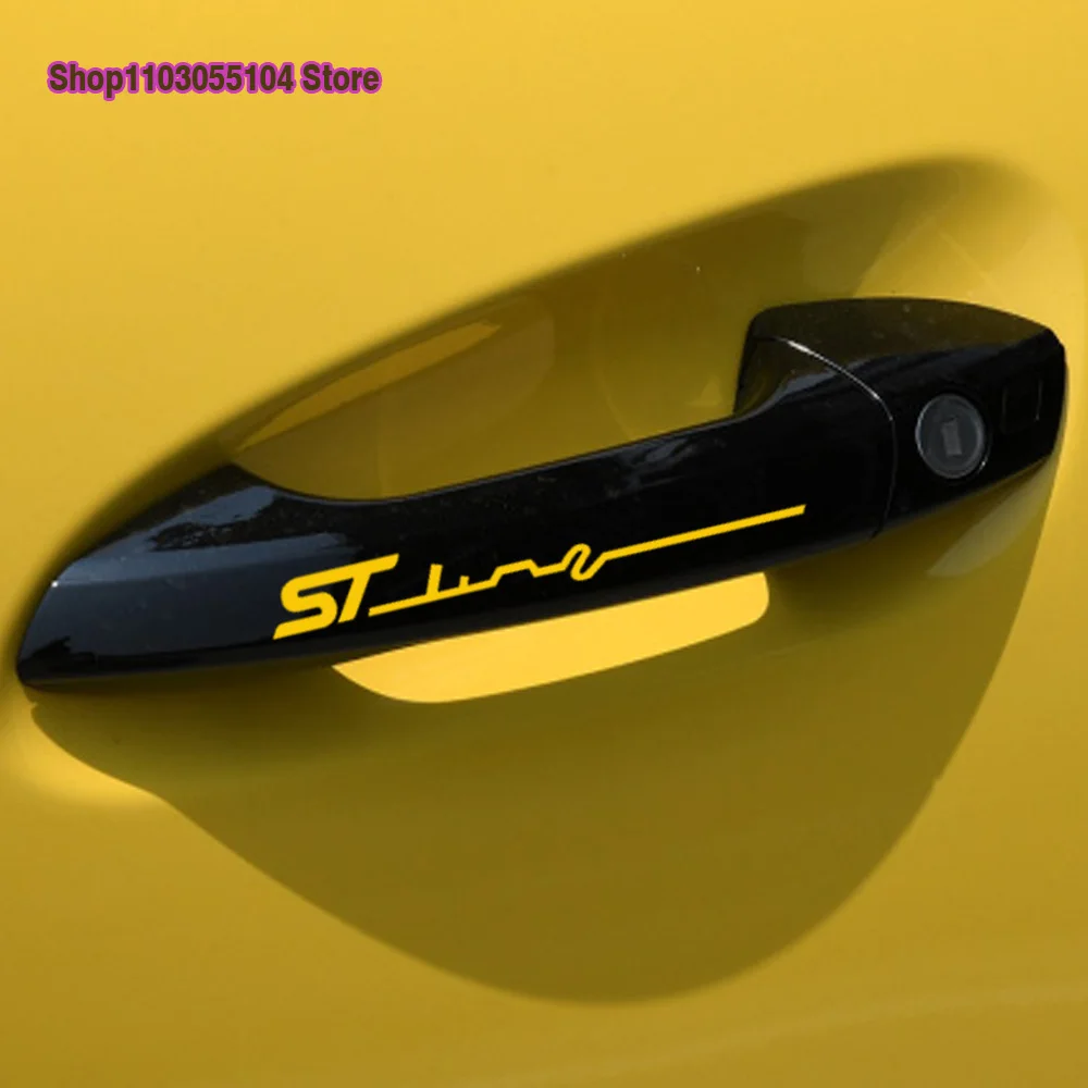 4pcs Car Door Handle sticker Vinyl Decal For Ford ST LINE Smax Cmax Focus Fiesta Kuga Escape Fusion etc