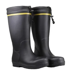 Men's Anti-smash Rubber Rain Boots with Steel Toe Safety High Water Boots Fashion Long Men's Rain Boots