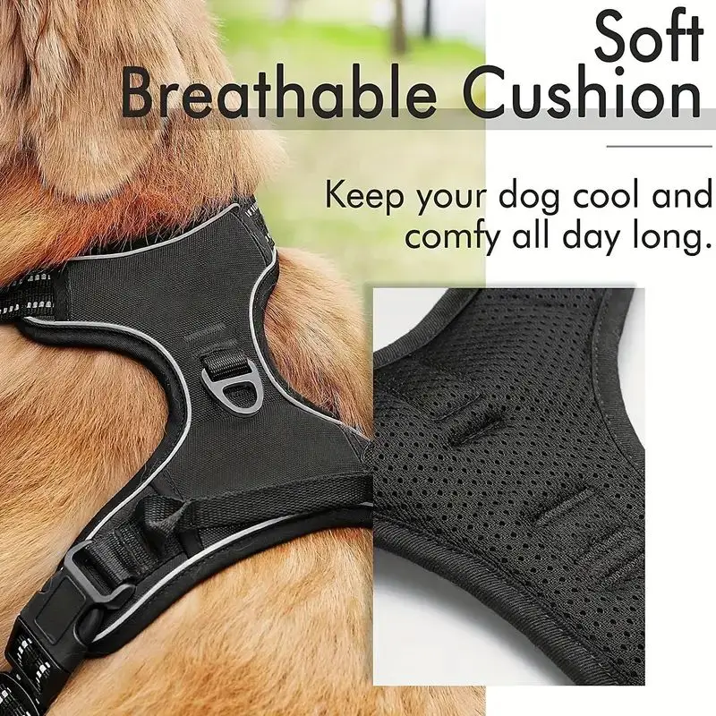 Service Dog Harness Front Clip Heavy Duty Reflective Easy Control Handle for Large Dog Walking，Easy to Control for Small Medium