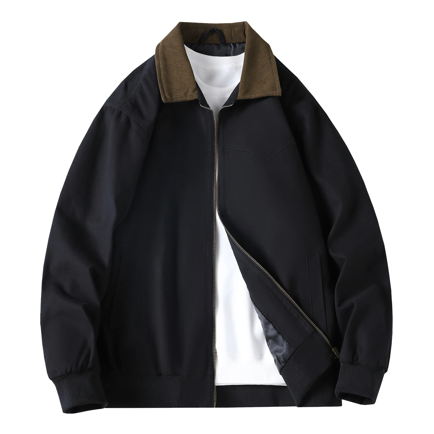 

Однотонная мужская повседневная куртка для активного отдыха, свободного кроя, больших размеров, с воротником-стойкой, для молодежи, весенне-осенняя, сезонная одежда