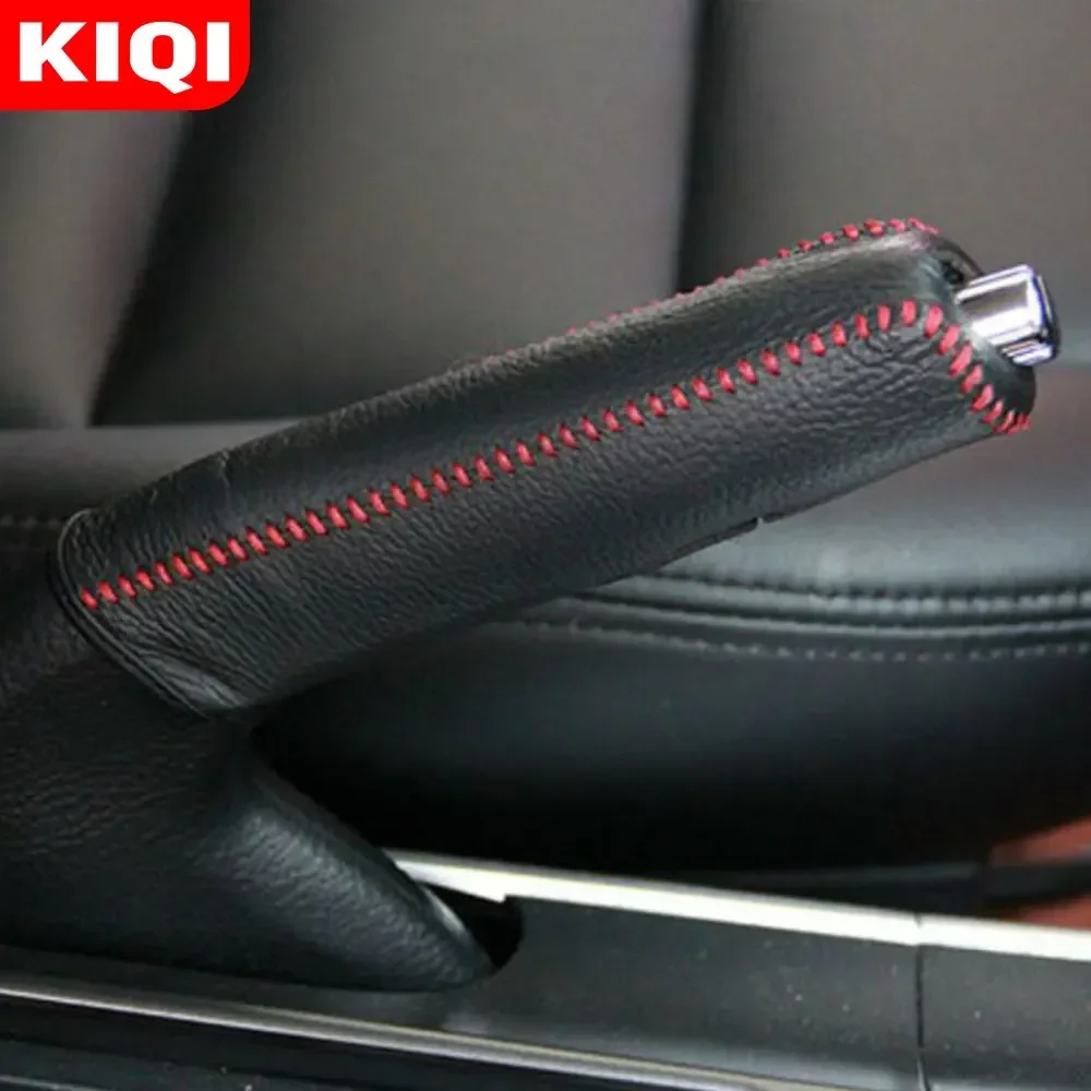 KIQI AT Leather Gear Shift Knob Protection Collars for Honda CRV CR-V 2007 - 2014 LHD Gear Head Knob Covers Protector
