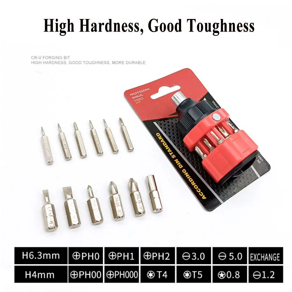 11PC Cylinder Type Universal Screwdriver Set Manual Multitool Home Appliance EDC Repair Tools Portable Multi Purpose Screwdriver