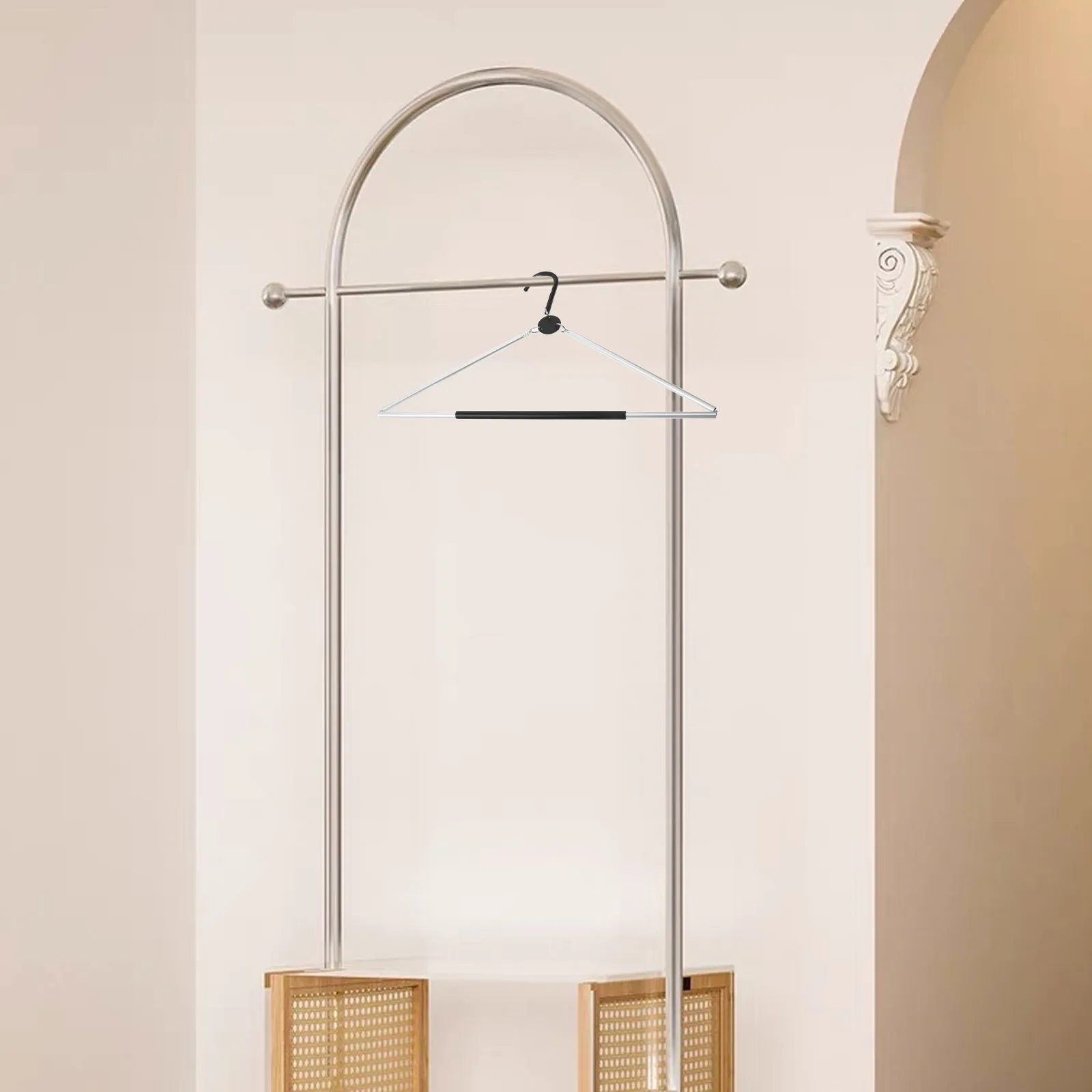 

Folding Hanger Rack Lightweight Portable Nonslip Design Creative Foldable Travel Closet Foldable Coat Hanger Aluminum Wire