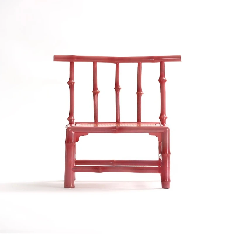 

Стул со спинкой из бамбука, новый китайский красный бамбуковый маленький стул со спинкой, короткий чайный стул Xi Guang, розовый маленький табурет