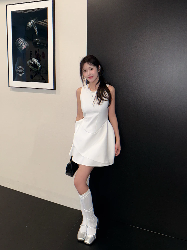 gilet-da-balletto-bianco-dr-gonna-a-trapezio-a-vita-alta-slim-fit-no-sve-flower-bud-cinching-in-vita-hepburn-sle-summer-dr