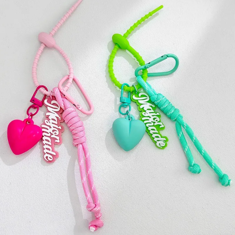 

Стильный брелок в форме сердца, подвески для сумки, плетеная веревка с дофамином, подвеска Ins, ветровая сумка, подвесные аксессуары, брелок, кулон, подарок
