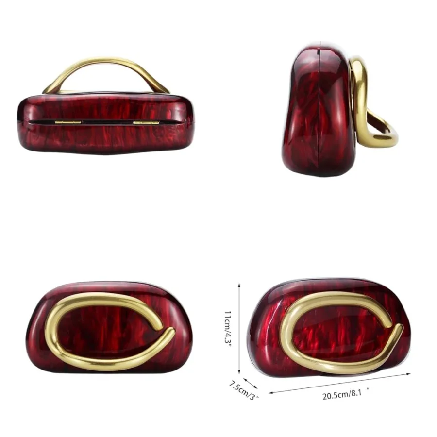 

Women Acrylic Clutch Box Metal Handle Evening Bag Trendy Ladies Shoulder Crossbody Purse for Wedding Party Causal