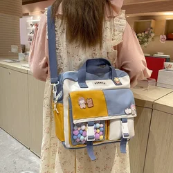 Large Capacity Cute Tote Bags Fashion Trendy Nylon School Backpack Shoulder Book Bag for Teenage Girls Student Crossbody Bag