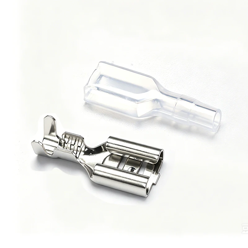 100/50 Sets 2,8mm 4,8mm 6,3mm Isolierende Federklemmen mit Transparenter Abdeckung für 22-16AWG – Detail 5