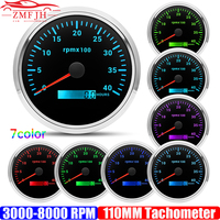 7 Color LED 110MM Tachometer 3000-8000 RPM Tacho Gauge for Gasoline Diesel Engine Car Boat Marine Outboard Vehicle 12V 24V