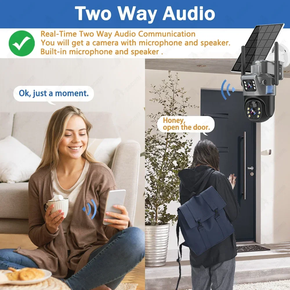 V380 Pro Solar WIFI Dual Lens 4K 8MP PTZ Home Surveillance Camera HD Wireless Security CCTV Waterproof Night Vision Human Detect