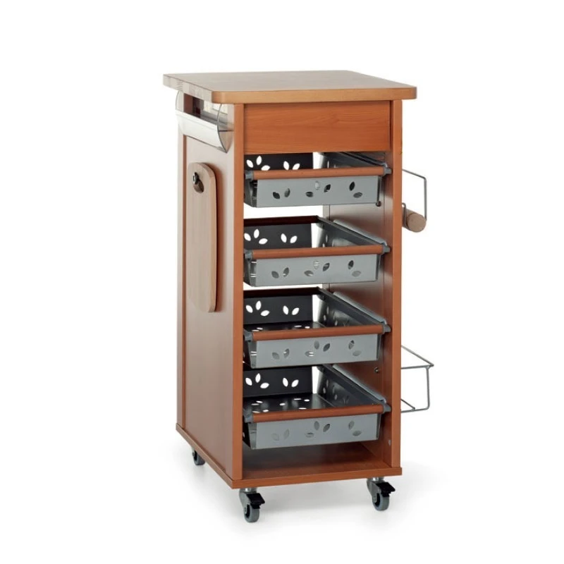 

Multifunctional fruit and vegetable cart, Italian solid wood multi-layer, floor trolley storage rack