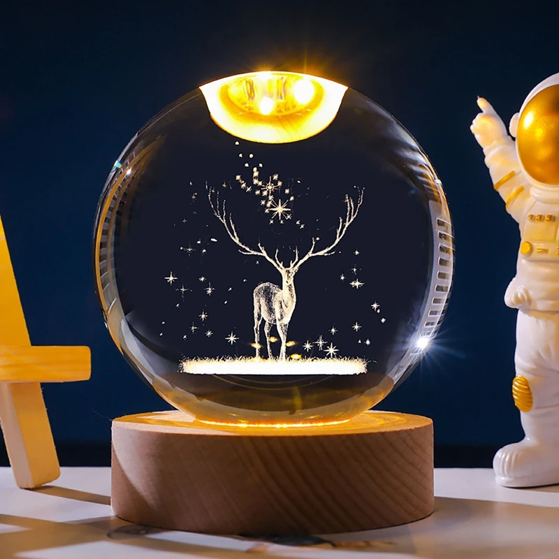 

USB LED Crystal Ball Night Lights Glowing Planet 3D Moon Table Lamp USB Atmosphere Lamp Tabletop Decorations Kid Gifts