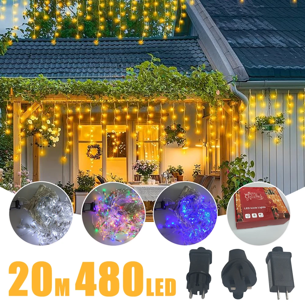 

Outdoor Waterproof Christmas Ice Light ,8 Modes Indoor Decor String Lights Timer Memory for House Party Wedding Camping Decor