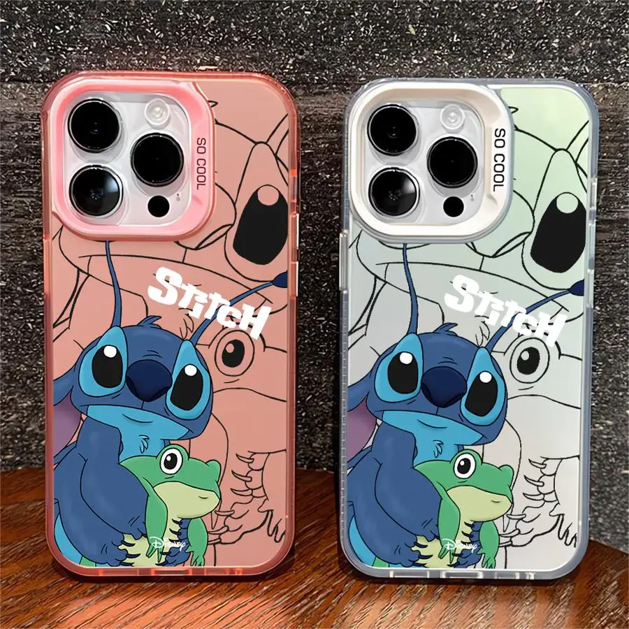 ديزني غرزة الضفدع لينة شل حالة الهاتف آيفون 16e 11 12 13 برو ماكس 14 15 16 زائد