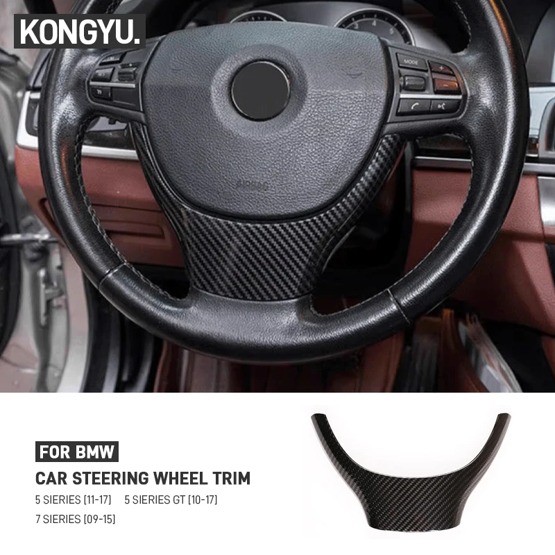 

Dry Carbon Fiber Car Steering Wheel Decoration Strip Frame Cover Trim Sticker Accessories For BMW 5 7 Series 5GT F10 F11 F01 F02