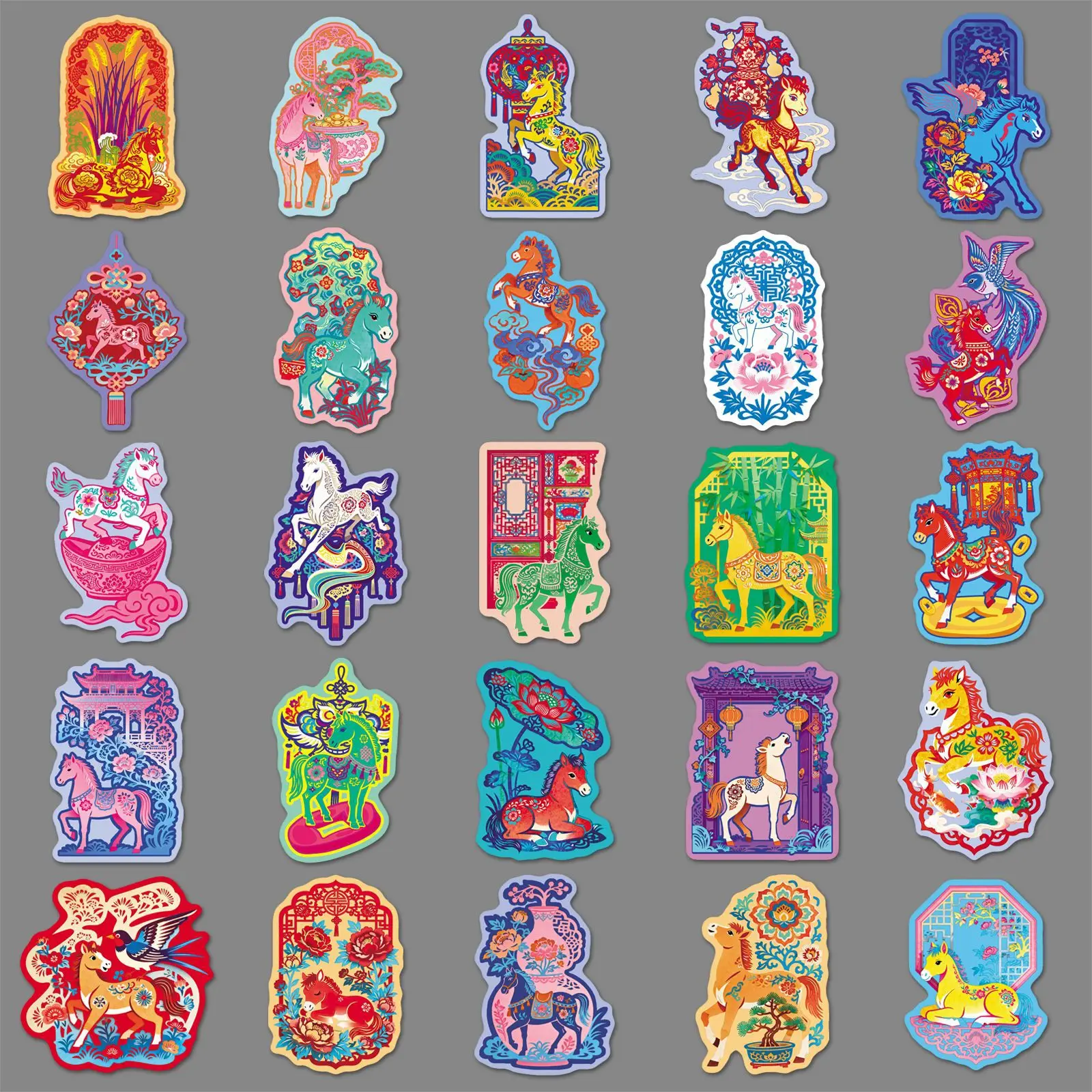 10/50PCS Nieuwjaar Groeten voor het Jaar van het Paard Graffiti Stickers Grappige Cartoon Decal DIY Bagage Telefoon Gitaar skateboard