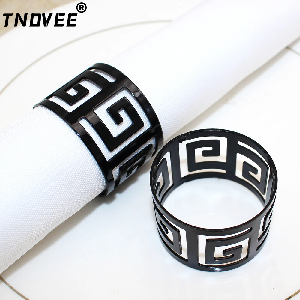 

6Pcs Hollow Out Napkin Rings Holder Metal Dinner Delicate Serviette Buckles for Wedding Easter Christmas Holloween Table Decor