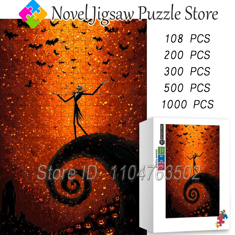 

Пазлы «Кошмар перед Рождеством» из фильмов на Хэллоуин Диснея, бумажные деревянные пазлы для взрослых, снятие стресса, подарок, игрушка ручной работы