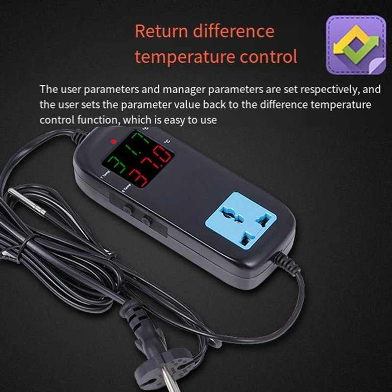 Digital Temperature Controller Build In Outlet 2200W 220V 10A Thermostat Controller For Reptile Freezer Durable UK Plug
