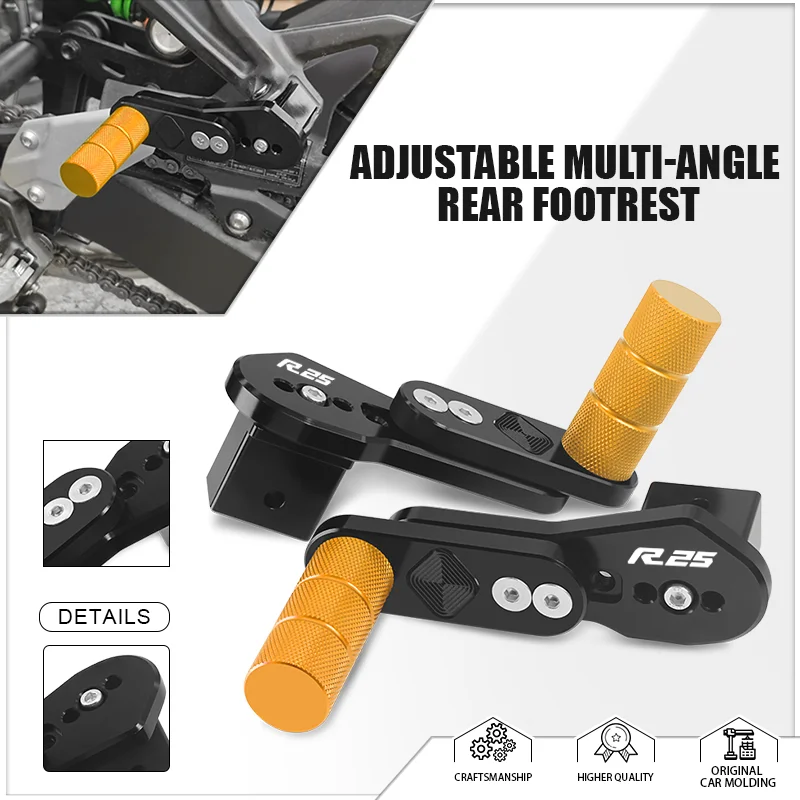 

Motorcycle Rear Passengers Footrest For YZF-R15 YZF-R25 2015-2025 Multi-angle Telescopic Adjustable Foot Pegs Foot Rest Pedals