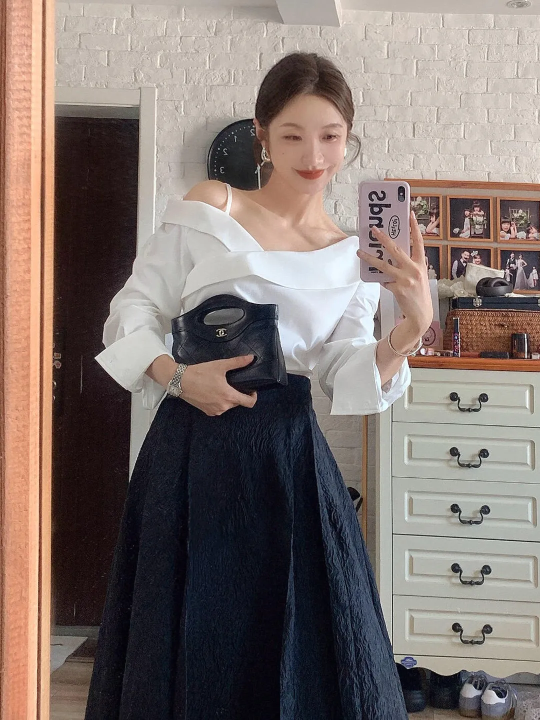 

Spring New Faionable Pure Desire Women's Set oulder Bared irt High Waist Skirt Casual Sle Polyester Fiber